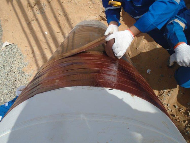 Premtape Hi-Heat Tape applied to soil air interface pipeline